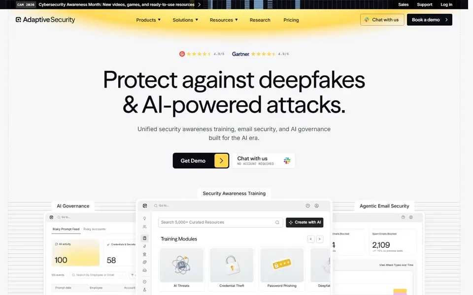 Adaptive Security homepage