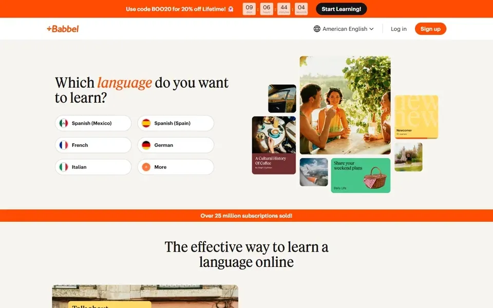 Babbel homepage