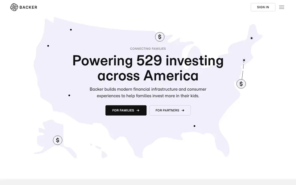 Backer homepage
