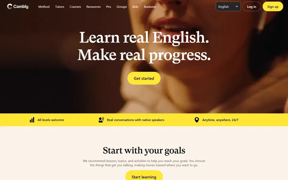 Cambly homepage