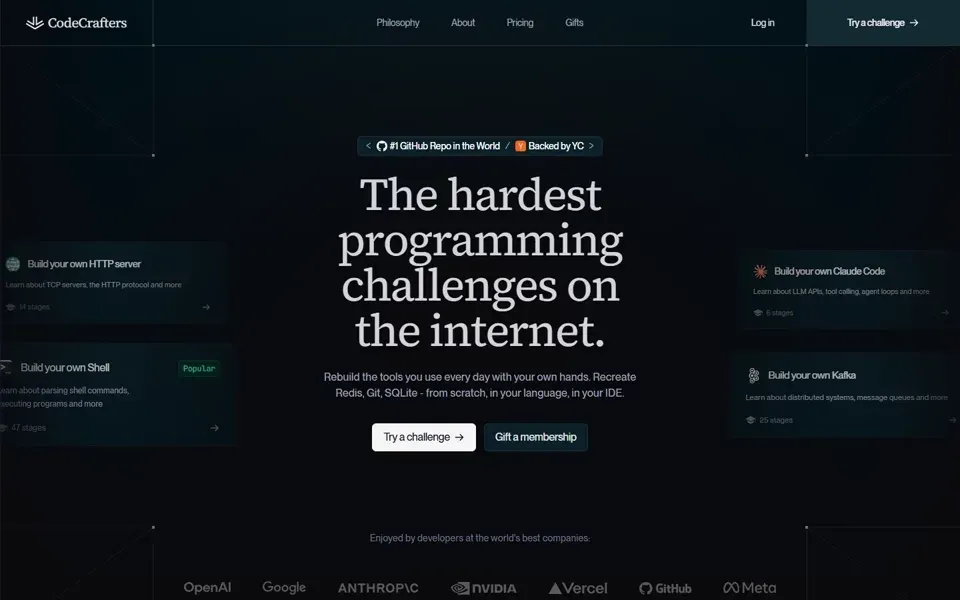 CodeCrafters homepage