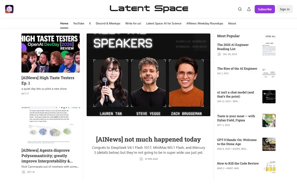 Latent Space homepage