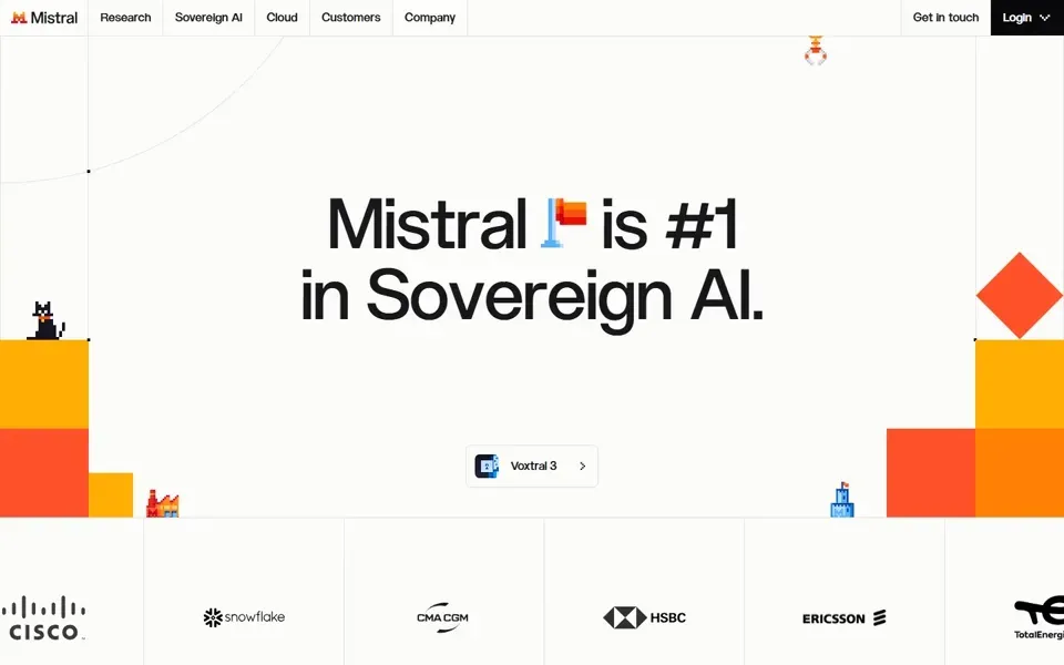 Mistral AI homepage