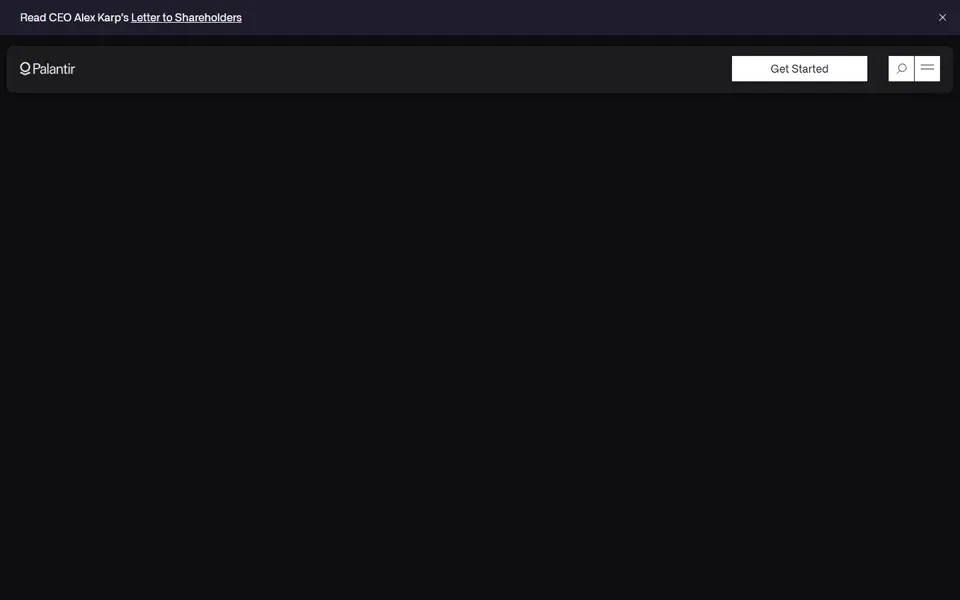 Palantir homepage