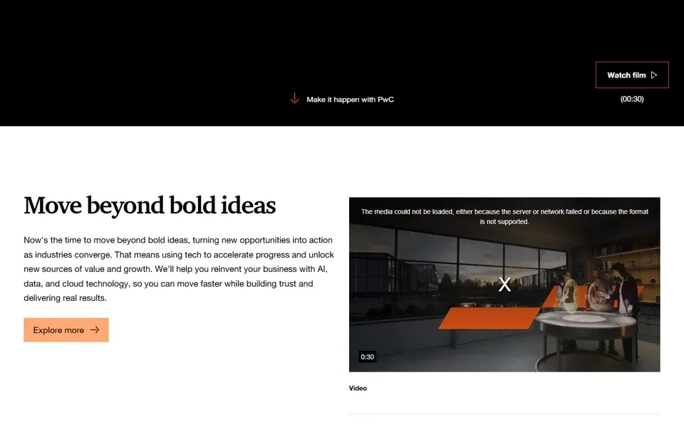 PwC homepage