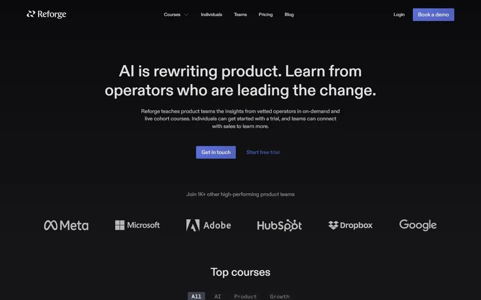 Reforge homepage