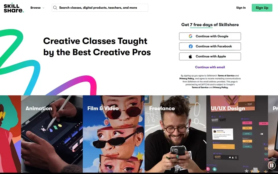 Skillshare homepage