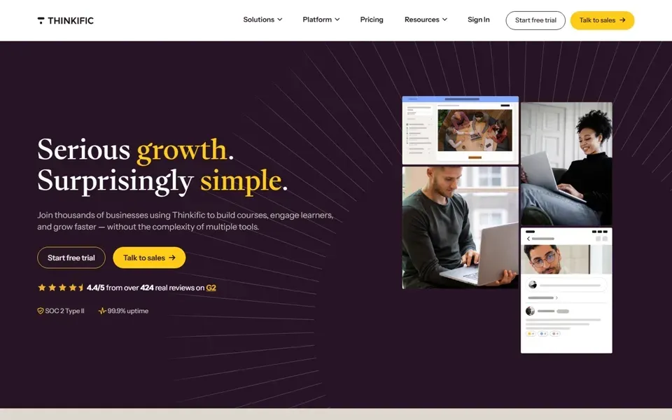 Thinkific homepage