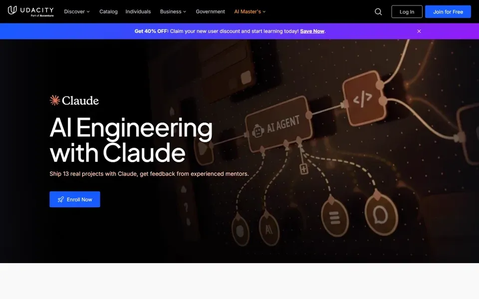 Udacity homepage