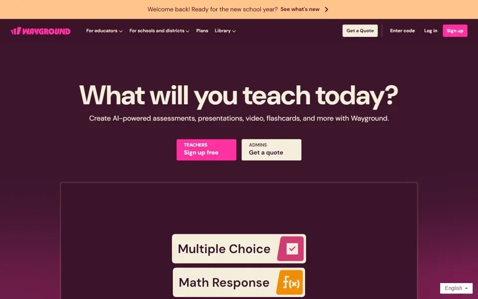 Wayground homepage